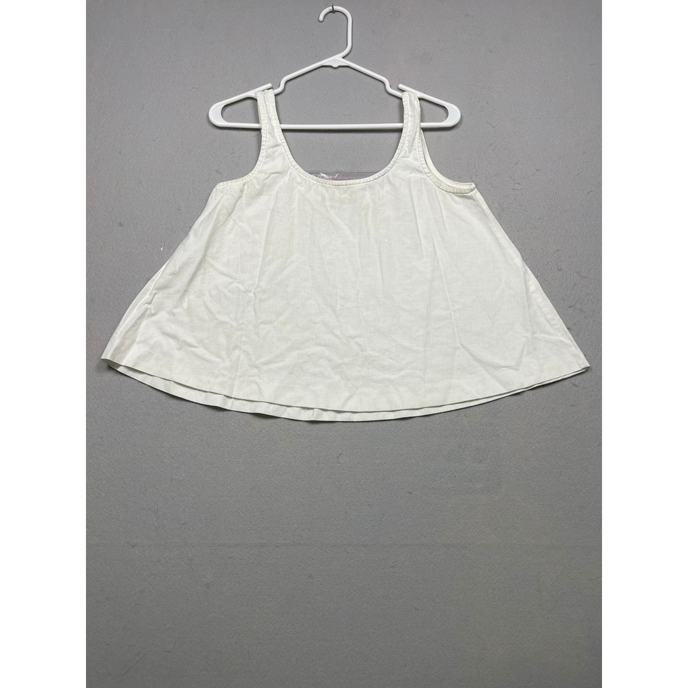 Norma Kamali Tank Top Linen Blend White Large Womens